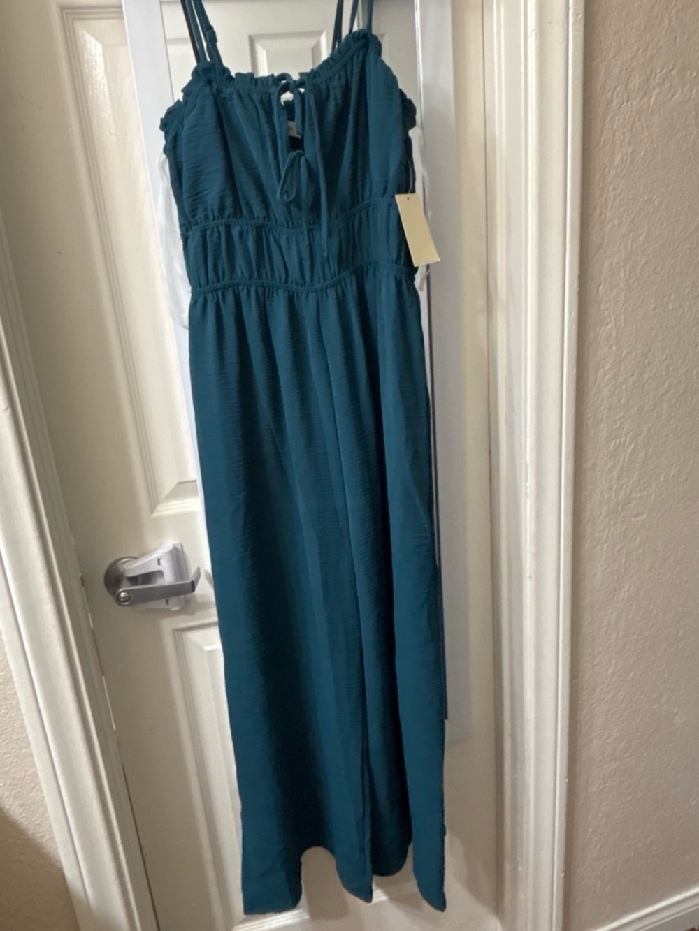Sleeveless Smocked Maxi Romper in Teal